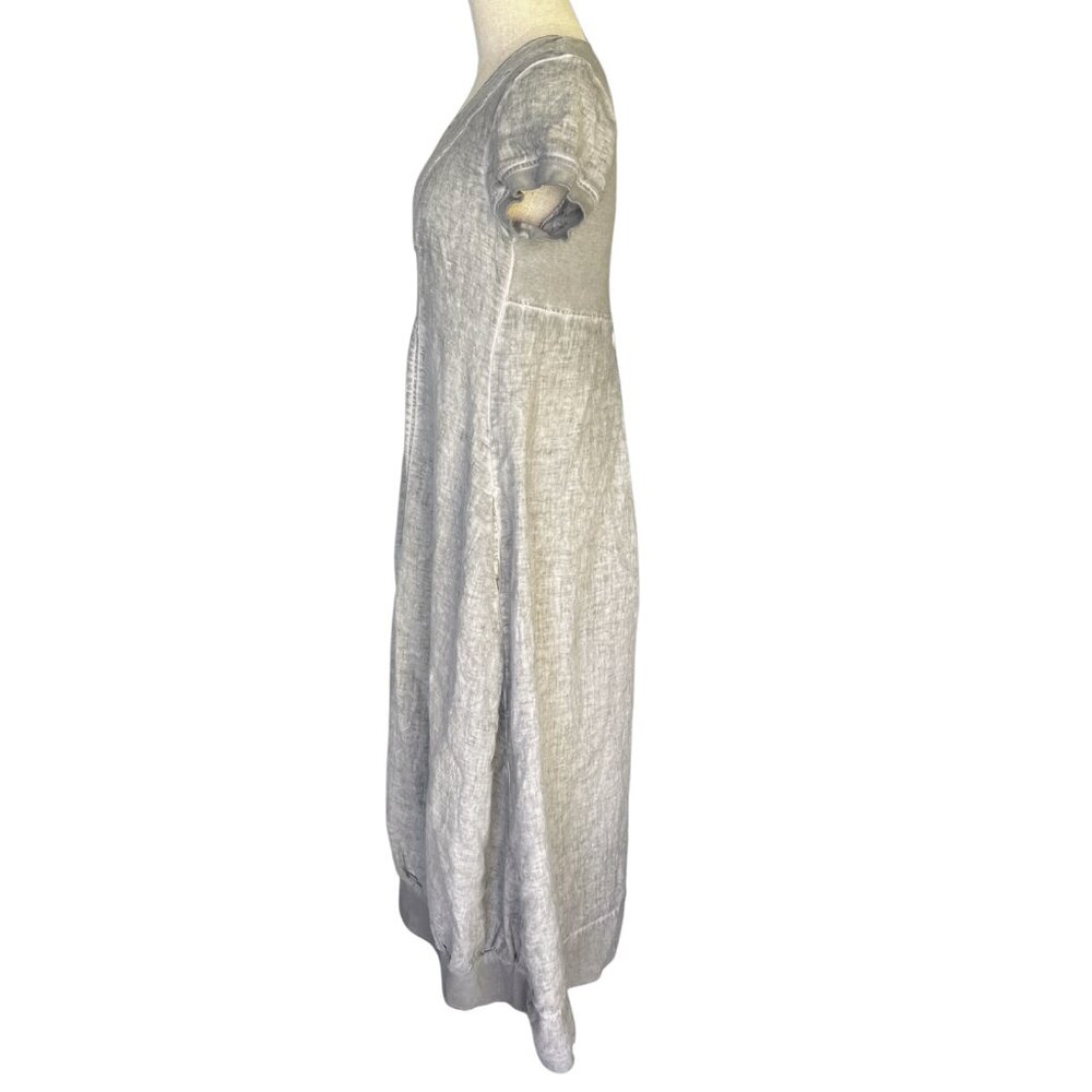 Grizas Dress Size Medium 100% Linen Grey Grey Layered‎ Lagenlook Midi Maxi - Picture 3 of 12